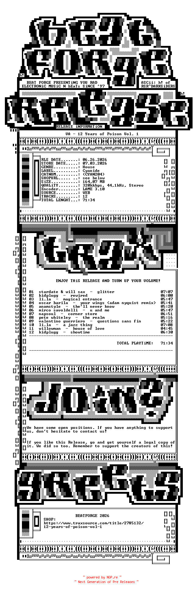 NFO for the release VA-12_Years_Of_Poison_Vol._1-(CYAN204)-WEB-2026-BF by BF