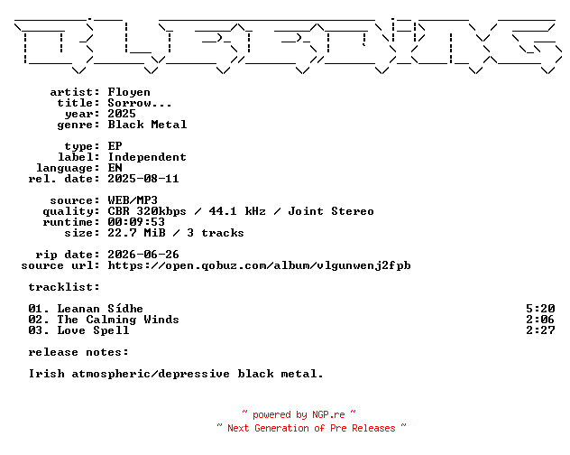 NFO for the release Floeyen-Sorrow-EP-WEB-2025-BLEEDiNG by BLEEDiNG