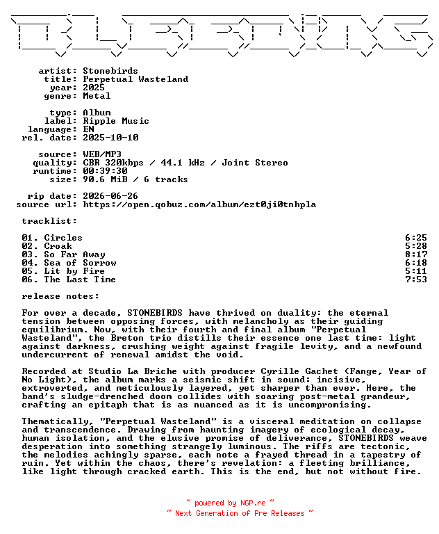 NFO for the release Stonebirds-Perpetual_Wasteland-WEB-2025-BLEEDiNG by BLEEDiNG