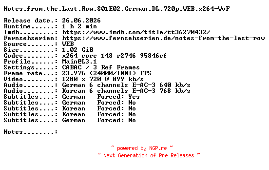 NFO for the release Notes.from.the.Last.Row.S01E02.German.DL.720p.WEB.x264-WvF by WvF