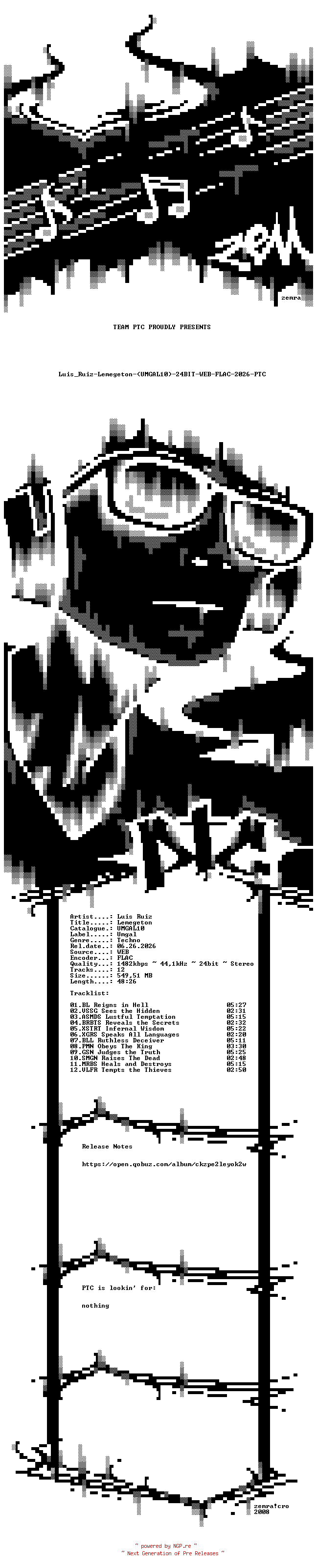 NFO for the release Luis_Ruiz-Lemegeton-(UMGAL10)-24BIT-WEB-FLAC-2026-PTC by PTC