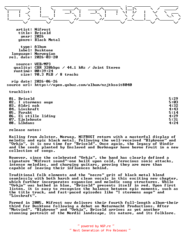 NFO for the release Nifrost-Briseld-NO-WEB-2026-BLEEDiNG by BLEEDiNG