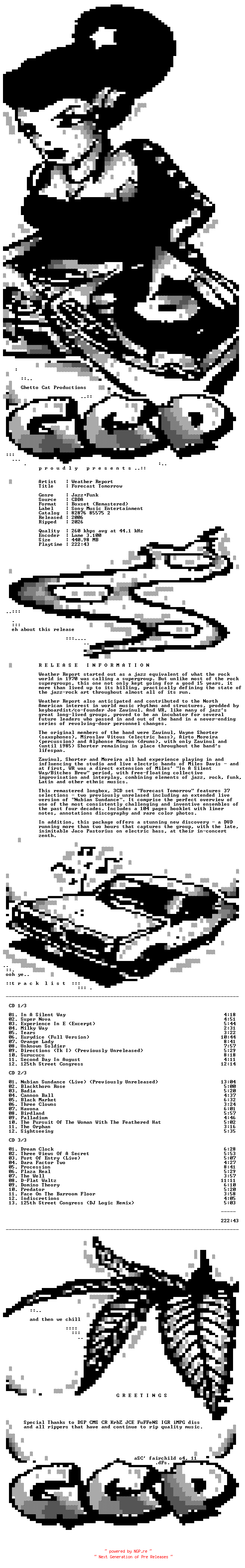 NFO for the release Weather_Report-Forecast_Tomorrow-Remastered-3CD-2006-GCP_INT by GCP_INT