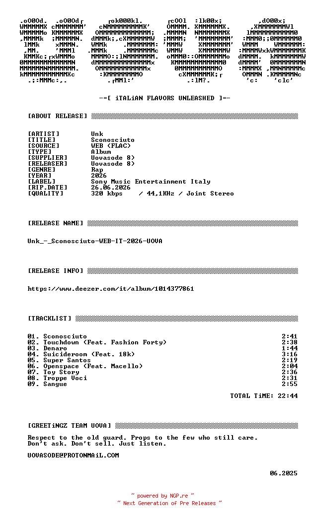 NFO for the release Unk_-_Sconosciuto-WEB-IT-2026-UOVA by UOVA