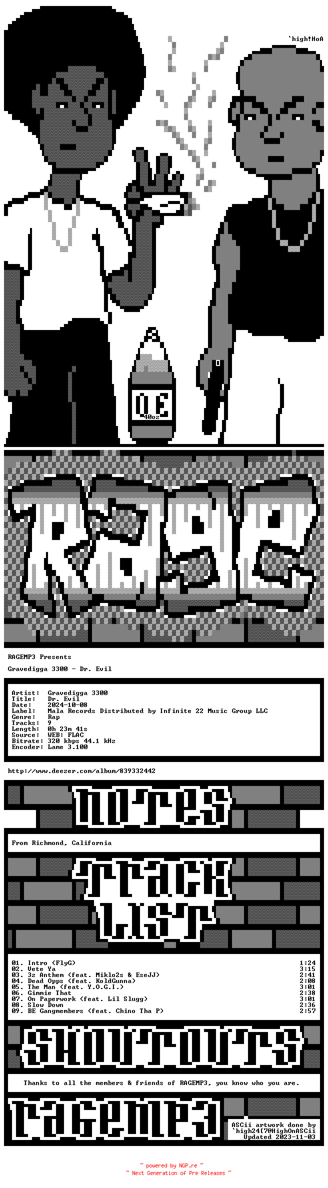 NFO for the release Gravedigga_3300-Dr._Evil-WEB-2024-RAGEMP3 by RAGEMP3