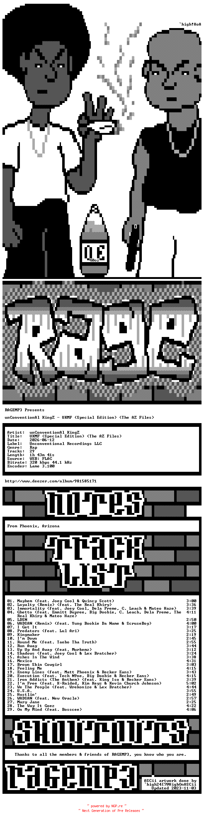 NFO for the release unConventionAl_KingZ-UKMF_(Special_Edition)_(The_AZ_Files)-WEB-2026-RAGEMP3 by RAGEMP3