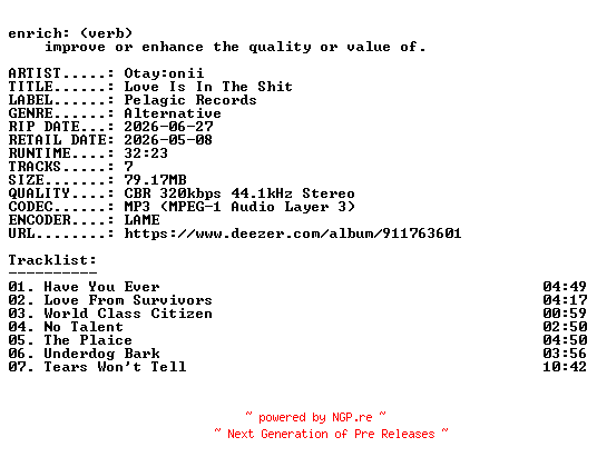 NFO for the release Otayonii-Love_Is_In_The_Shit-WEB-2026-ENRiCH by ENRiCH