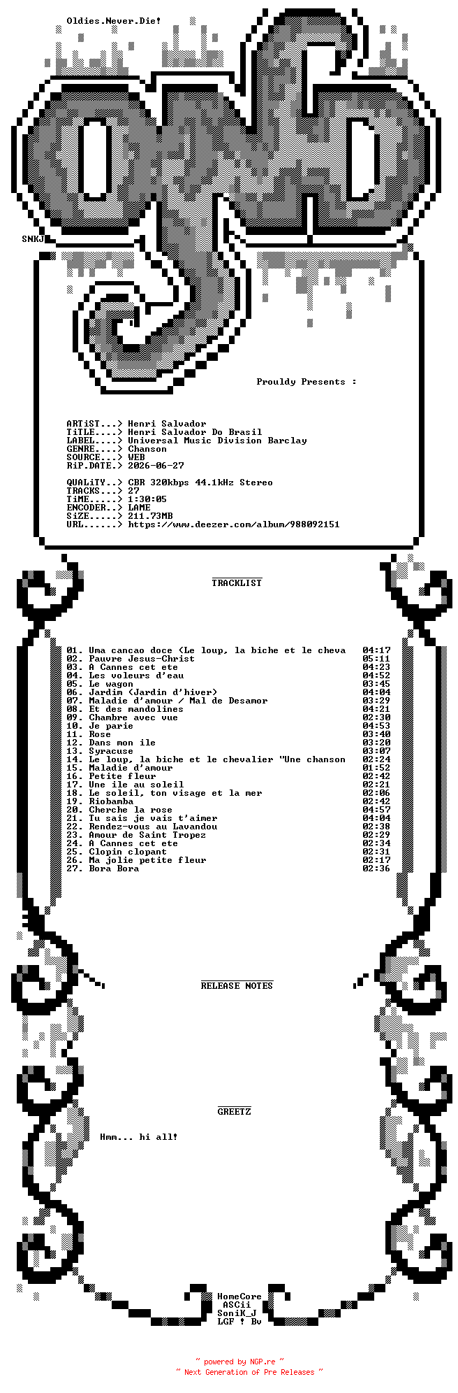 NFO for the release Henri_Salvador-Henri_Salvador_Do_Brasil-WEB-FR-2026-OND by OND