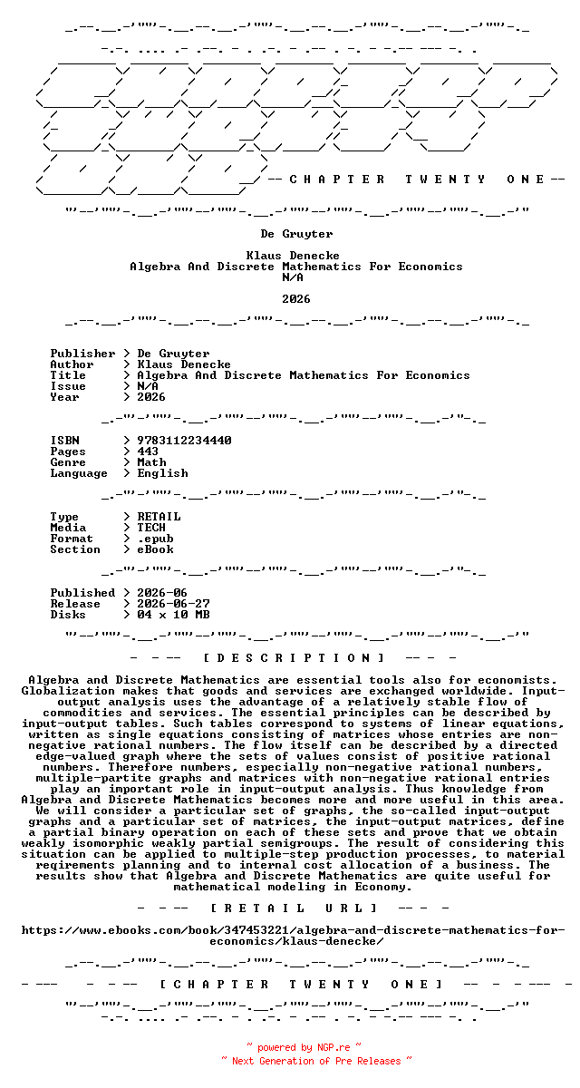 NFO for the release De.Gruyter.-.Algebra.And.Discrete.Mathematics.For.Economics.2026.RETAIL.EPUB.eBook-CTO by CTO