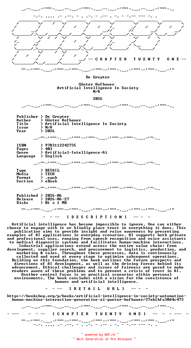NFO for the release De.Gruyter.-.Artificial.Intelligence.In.Society.2026.RETAIL.EPUB.eBook-CTO by CTO