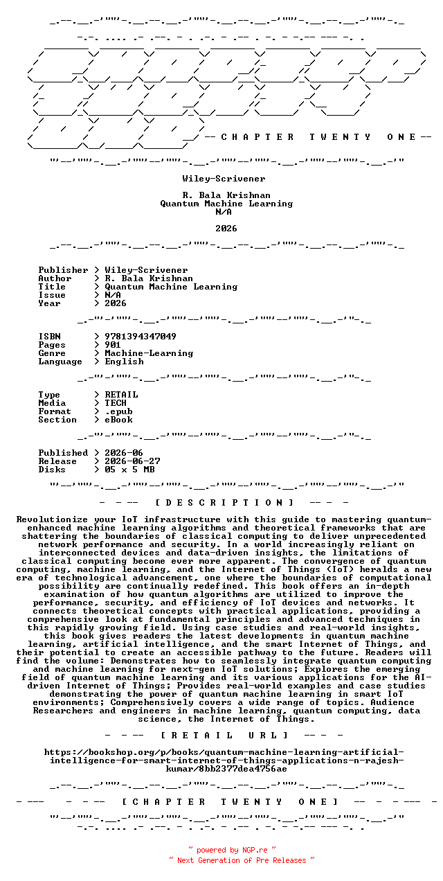 NFO for the release Wiley-Scrivener.-.Quantum.Machine.Learning.2026.RETAIL.EPUB.eBook-CTO by CTO