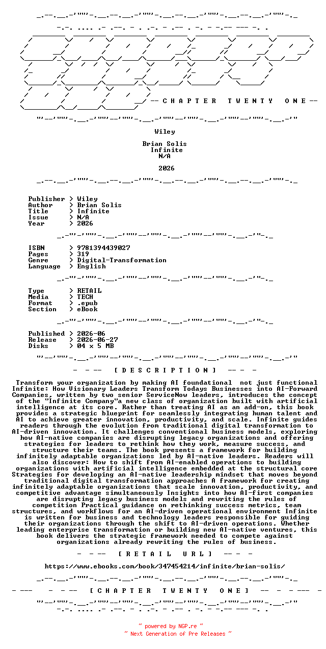NFO for the release Wiley.-.Infinite.2026.RETAIL.EPUB.eBook-CTO by CTO