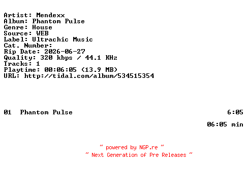 NFO for the release Mendexx-Phantom_Pulse-SINGLE-WEB-2026-ZLS by ZLS