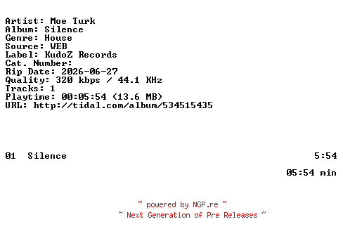 NFO for the release Moe_Turk-Silence-SINGLE-WEB-2026-ZLS by ZLS