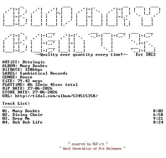 NFO for the release Bttologic-Many_Doubts-(SYMBIOTICAL031)-WEB-2026-BB by BB