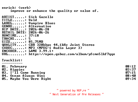 NFO for the release Sick_Gazelle-Veld-WEB-2026-ENRiCH by ENRiCH
