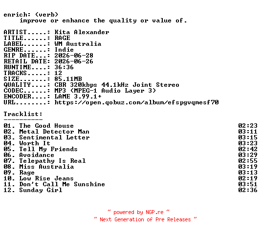 NFO for the release Kita_Alexander-RAGE-WEB-2026-ENRiCH by ENRiCH