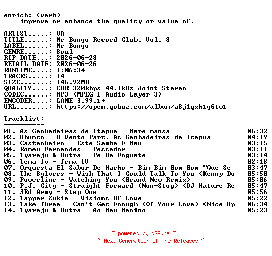 NFO for the release VA-Mr_Bongo_Record_Club_Vol._8-WEB-2026-ENRiCH by ENRiCH