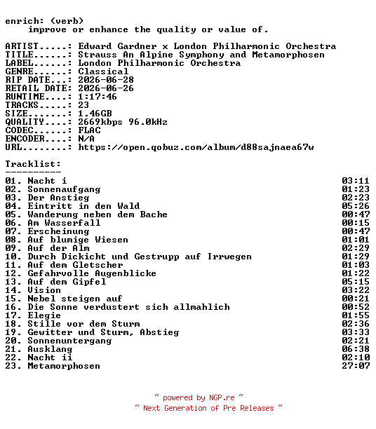 NFO for the release Edward_Gardner_x_London_Philharmonic_Orchestra-Strauss_An_Alpine_Symphony_and_Metamorphosen-24BIT-WEB-FLAC-2026-ENRiCH by ENRiCH