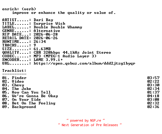 NFO for the release Dari_Bay-Surprise_Wish-WEB-2026-ENRiCH by ENRiCH