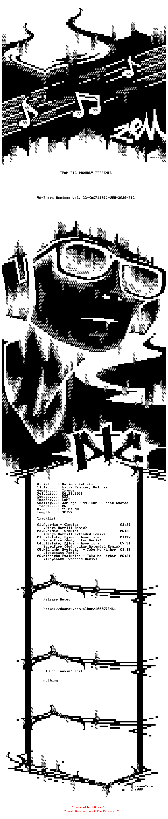 NFO for the release VA-Extra_Remixes_Vol._22-(ASR1109)-WEB-2026-PTC by PTC