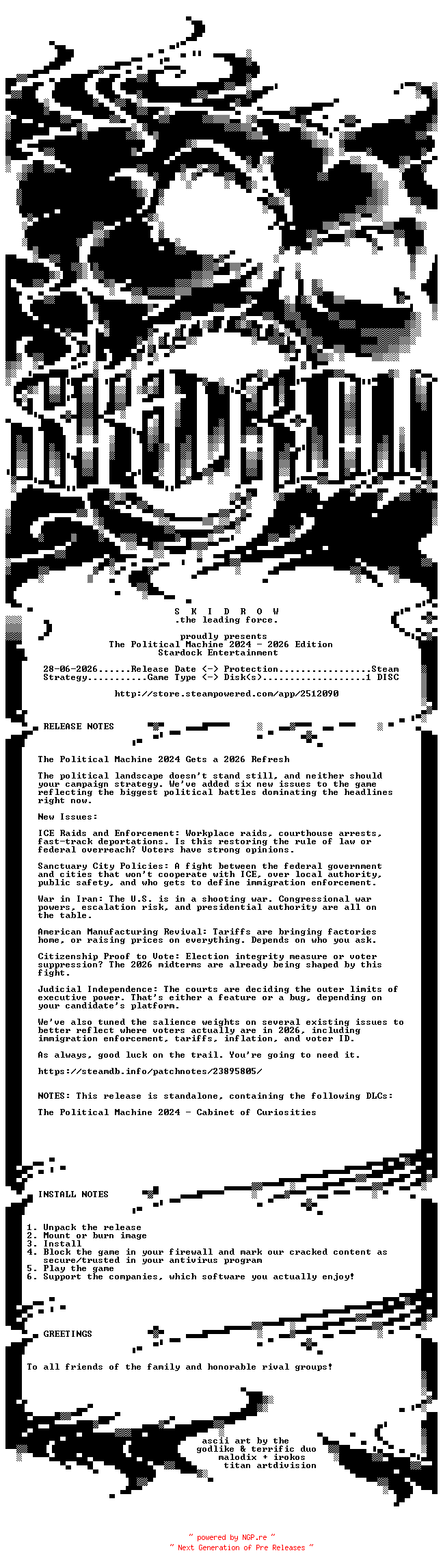 NFO for the release The.Political.Machine.2024.2026.Edition-SKIDROW by SKIDROW