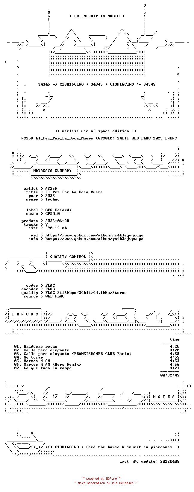 NFO for the release AS25K-El_Pez_Por_La_Boca_Muere-(GFS010)-24BIT-WEB-FLAC-2025-BABAS by BABAS