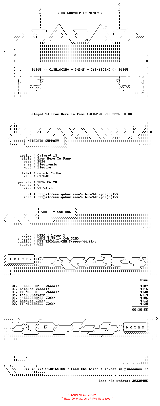 NFO for the release Calagad_13-From_Here_To_Fame-(CTD040)-WEB-2026-BABAS by BABAS