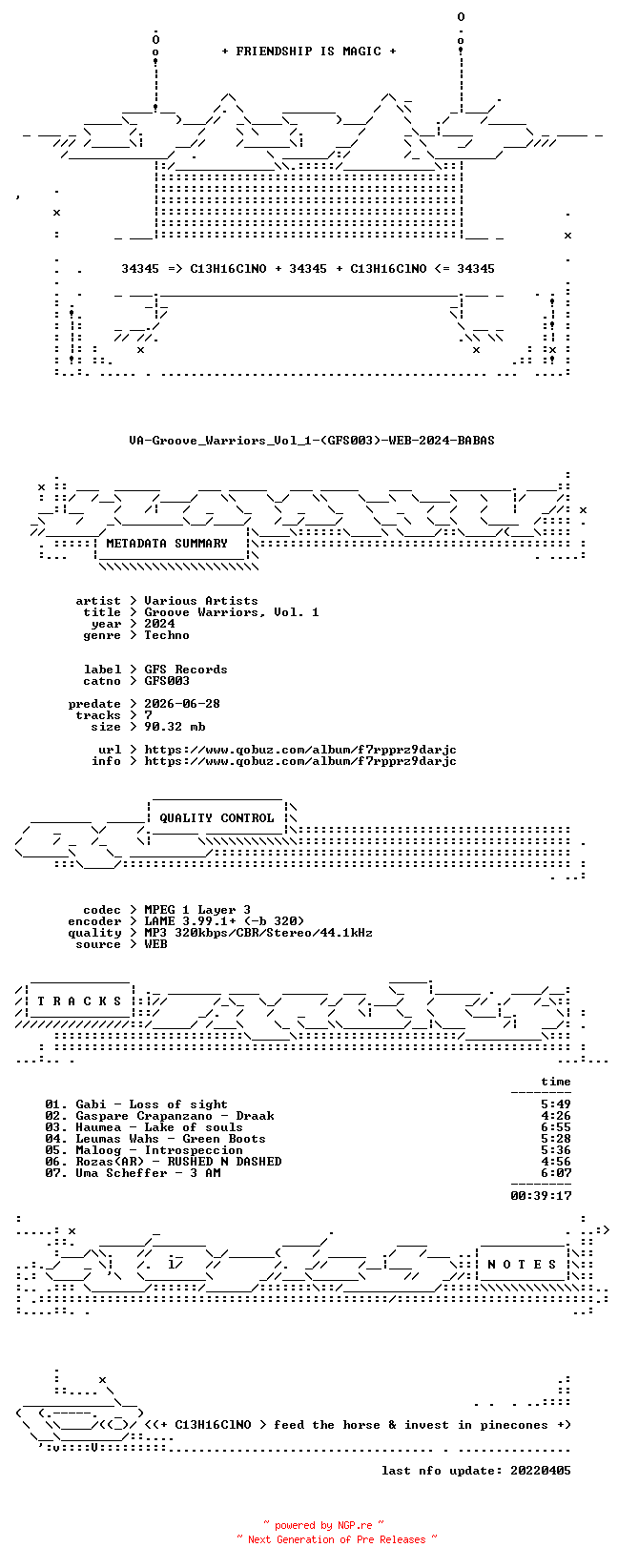 NFO for the release VA-Groove_Warriors_Vol_1-(GFS003)-WEB-2024-BABAS by BABAS