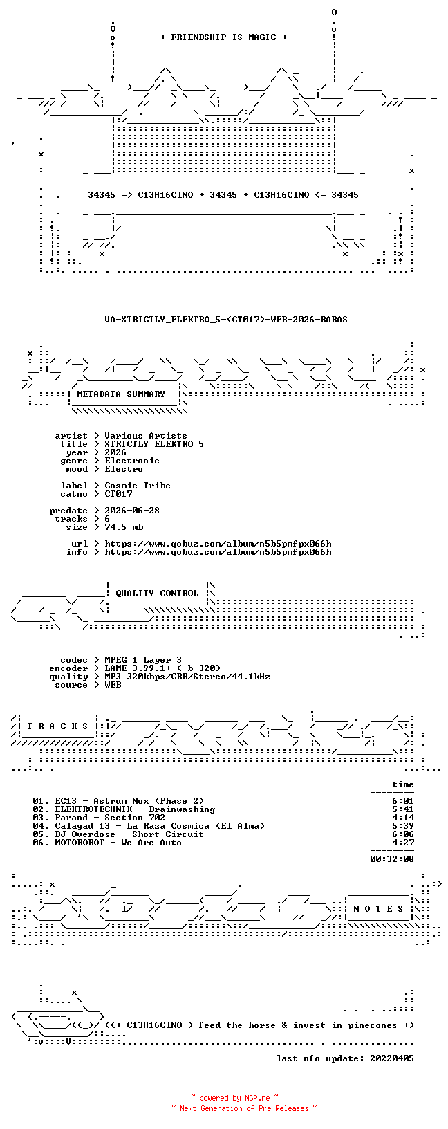 NFO for the release VA-XTRICTLY_ELEKTRO_5-(CT017)-WEB-2026-BABAS by BABAS