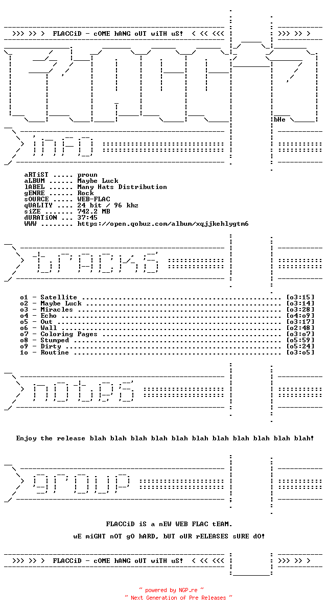 NFO for the release proun-Maybe_Luck-24BIT-96KHZ-WEB-FLAC-2026-FLACCiD by FLACCiD