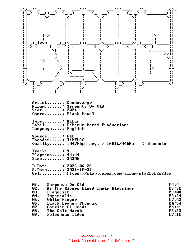 NFO for the release Doedsvangr-Serpents_ov_Old-16BIT-WEB-FLAC-2021-MOONBLOOD by MOONBLOOD