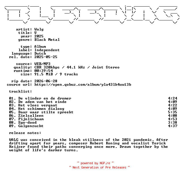 NFO for the release Walg-V-NL-WEB-2025-BLEEDiNG by BLEEDiNG