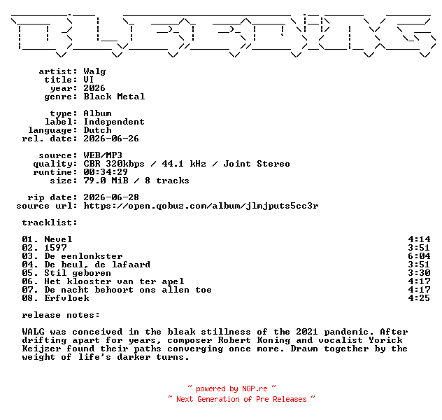 NFO for the release Walg-VI-NL-WEB-2026-BLEEDiNG by BLEEDiNG