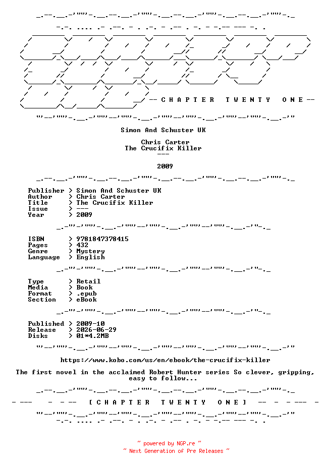NFO for the release Chris.Carter.-.The.Crucifix.Killer.2009.RETAIL.EPUB.eBook-CTO by CTO