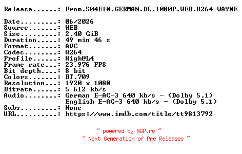 NFO for the release From.S04E10.GERMAN.DL.1080P.WEB.H264-WAYNE by WAYNE