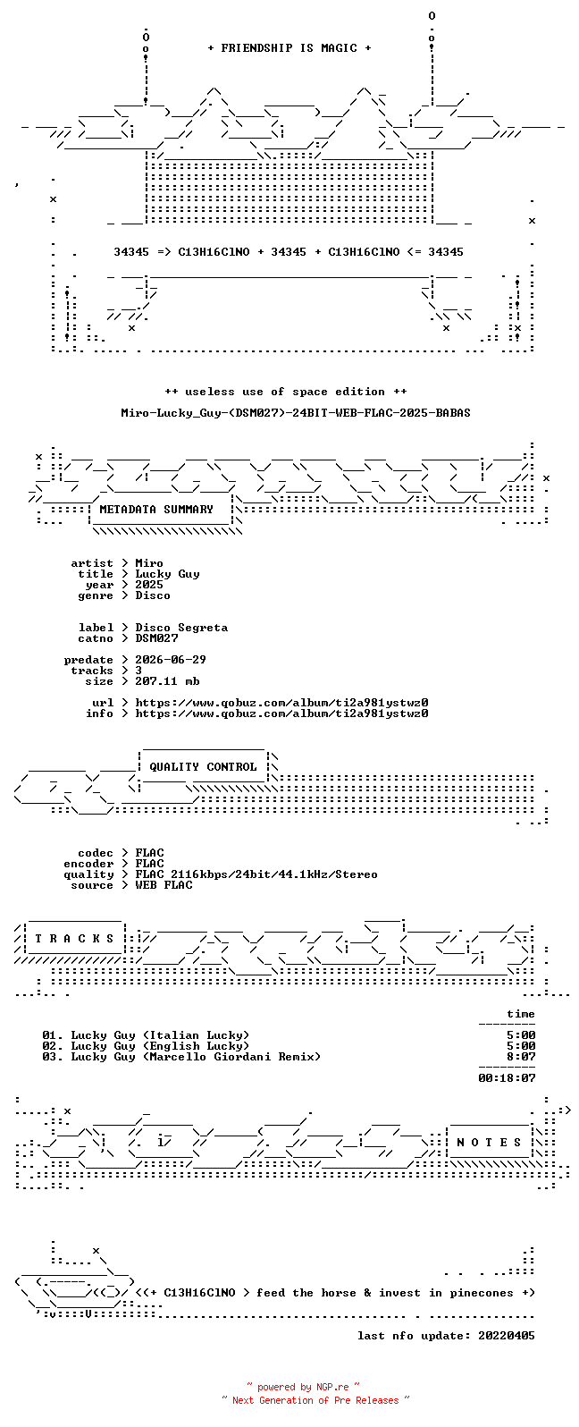 NFO for the release Miro-Lucky_Guy-(DSM027)-24BIT-WEB-FLAC-2025-BABAS by BABAS