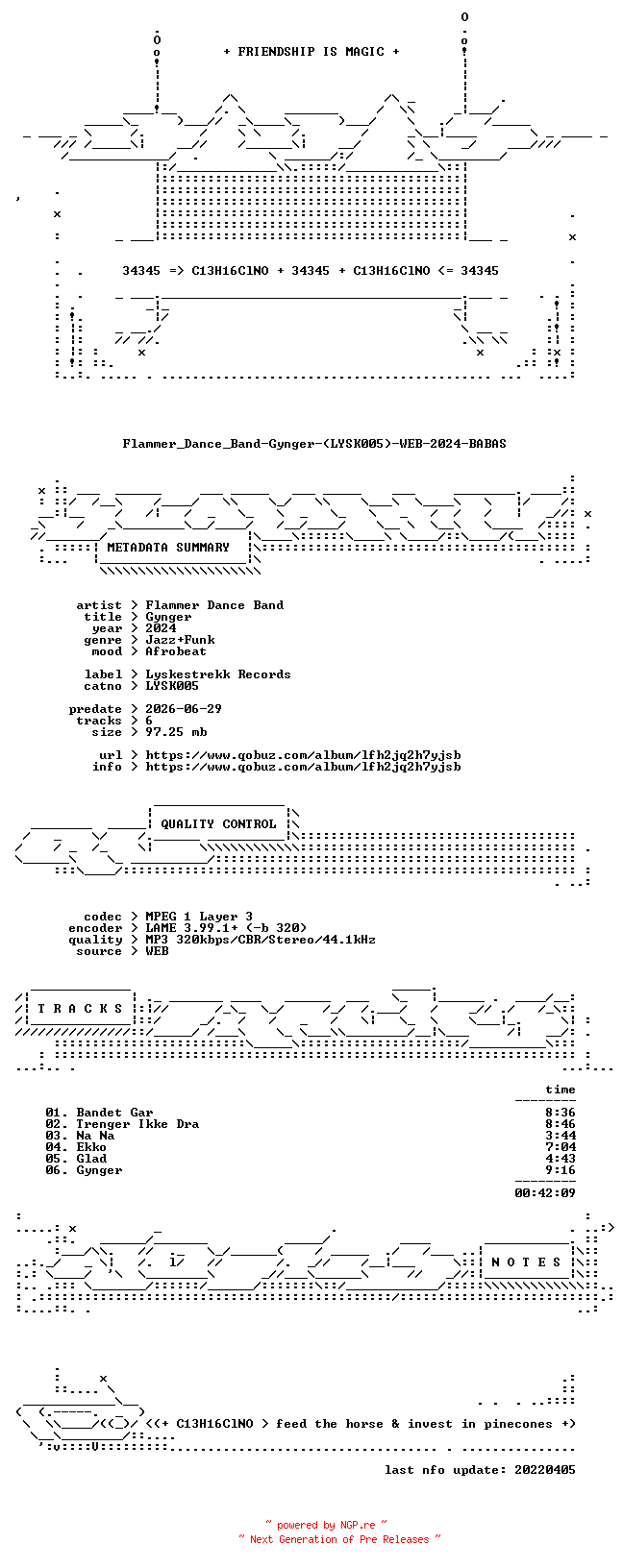 NFO for the release Flammer_Dance_Band-Gynger-(LYSK005)-WEB-2024-BABAS by BABAS