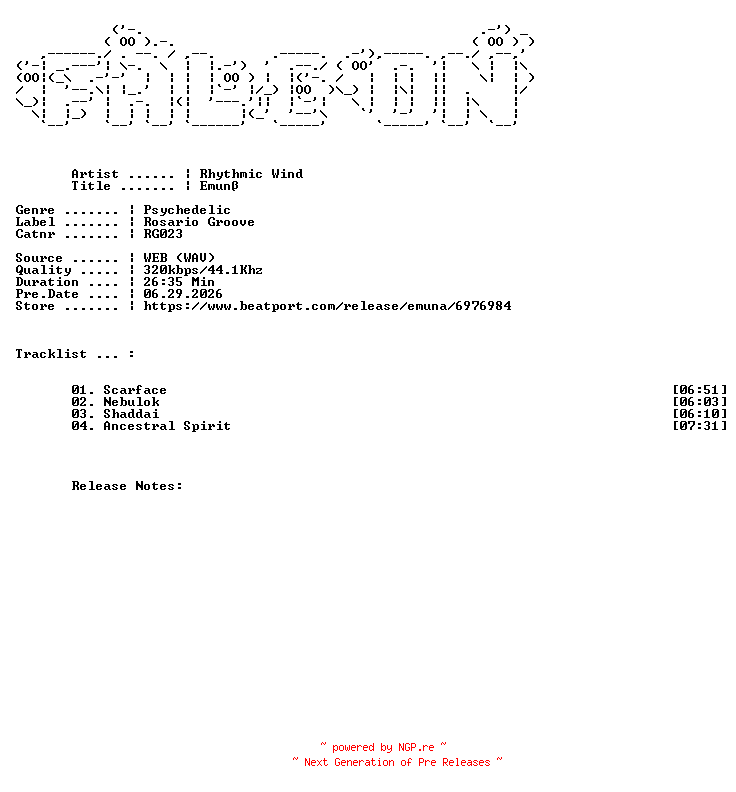 NFO for the release Rhythmic_Wind-Emuna-(RG023)-WEB-2026-FALCON by FALCON