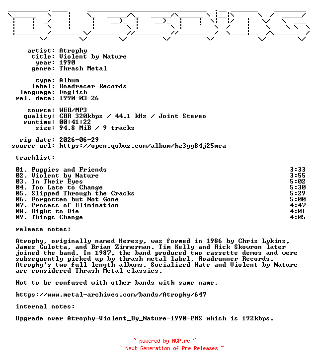 NFO for the release Atrophy-Violent_by_Nature-WEB-1990-BLEEDiNG_iNT by BLEEDiNG_iNT