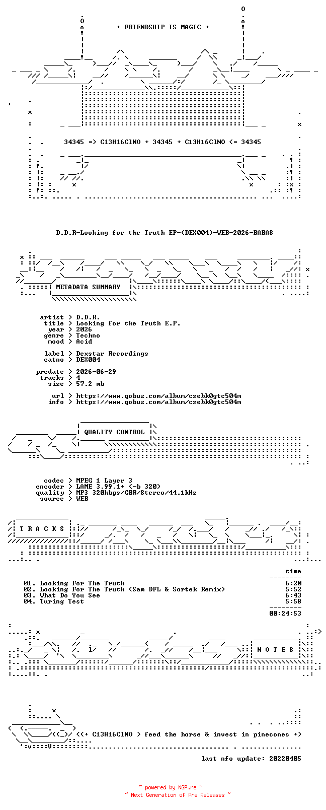 NFO for the release D.D.R-Looking_for_the_Truth_EP-(DEX004)-WEB-2026-BABAS by BABAS