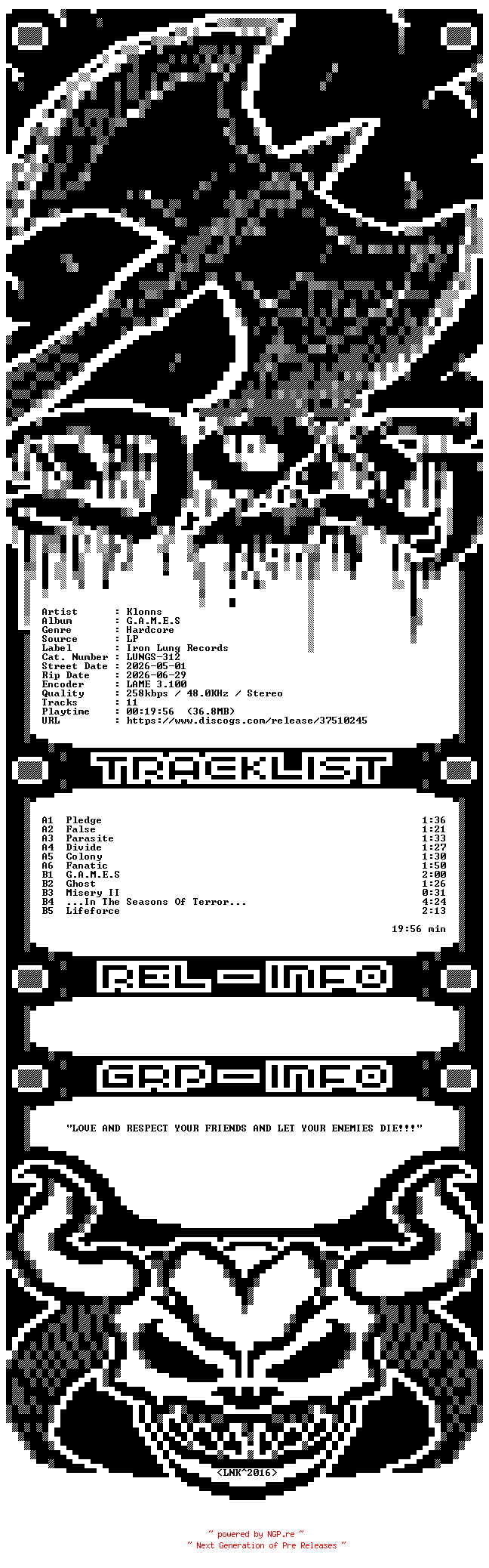 NFO for the release Klonns-G_A_M_E_S-LP-2026-D2H by D2H