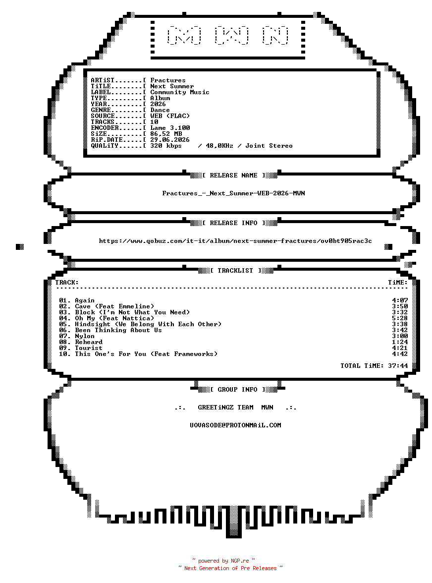 NFO for the release Fractures_-_Next_Summer-WEB-2026-MWN by MWN