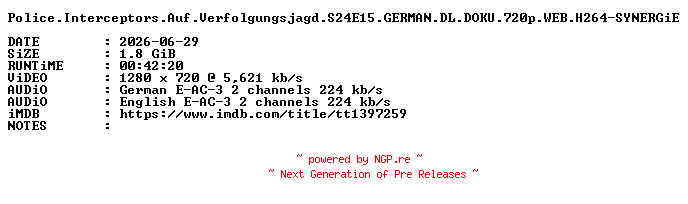 NFO for the release Police.Interceptors.Auf.Verfolgungsjagd.S24E15.GERMAN.DL.DOKU.720p.WEB.H264-SYNERGiE by SYNERGiE