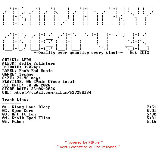 NFO for the release LFDM-Jelly_Splinters-(PEM014)-WEB-2026-BB by BB