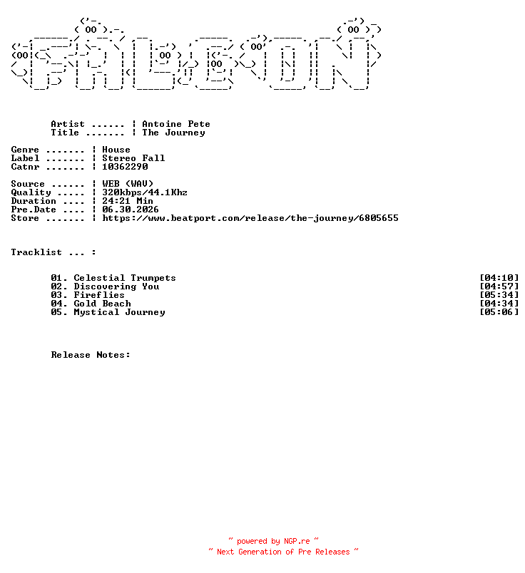 NFO for the release Antoine_Pete-The_Journey-(10362290)-WEB-2026-FALCON by FALCON