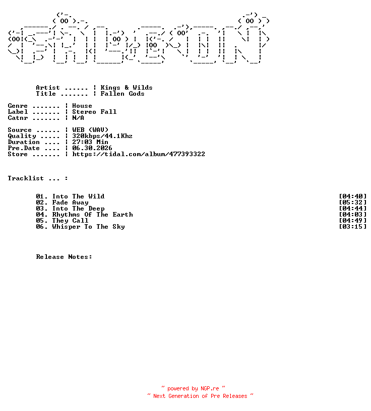 NFO for the release Kings_And_Wilds-Fallen_Gods-WEB-2026-FALCON by FALCON