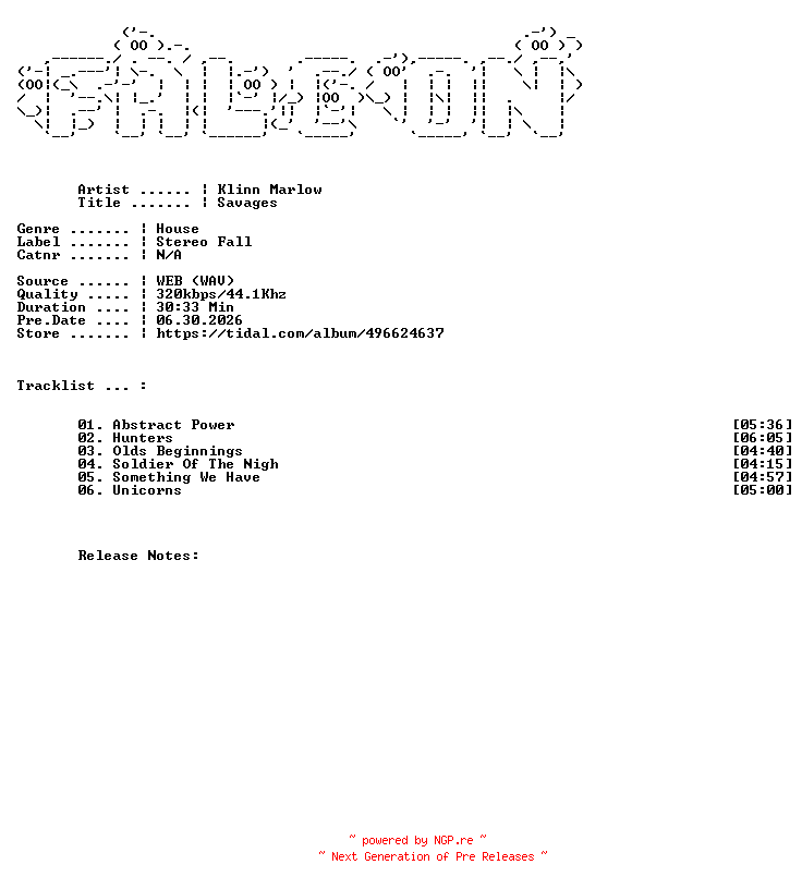 NFO for the release Klinn_Marlow-Savages-WEB-2026-FALCON by FALCON