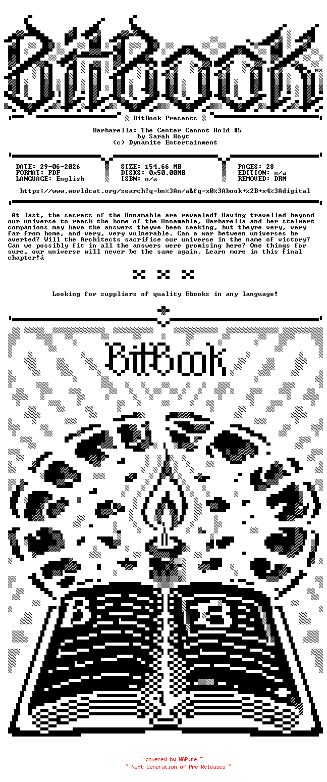 NFO for the release Dynamite.-.Barbarella.The.Center.Cannot.Hold.No.05.2023.Retail.Comic.eBook-BitBook by BitBook