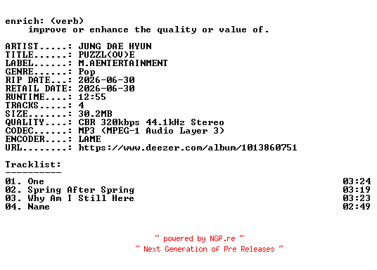 NFO for the release JUNG_DAE_HYUN-PUZZL(OV)E-EP-WEB-KR-2026-ENRiCH by ENRiCH